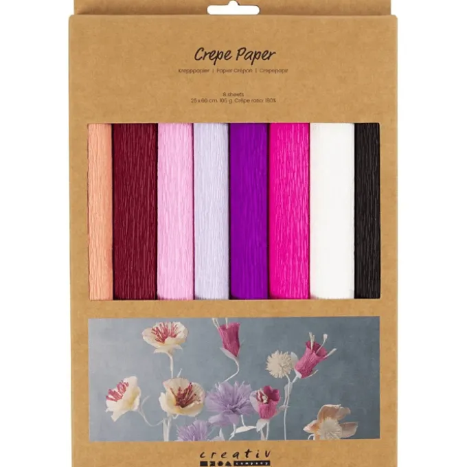 Krepppapier, 8 x 25x60 cm - lila/pink
