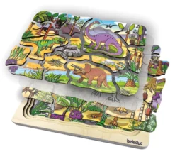 Lagenpuzzle Dino, 4 Lagen m. 44 Teilen