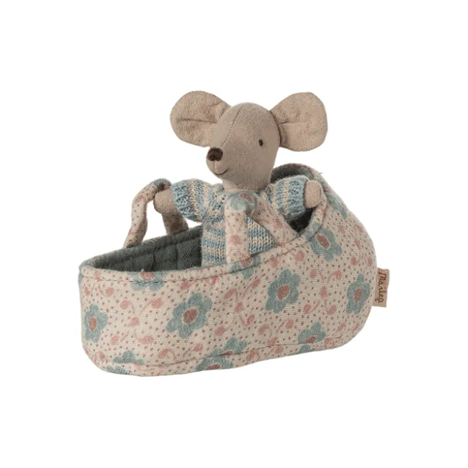 Maileg - Babymaus in Tragetasche - Blau