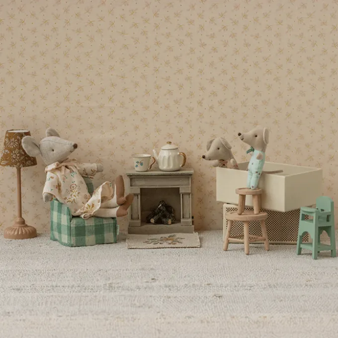 Maileg - Kamin, Maus - Offwhite