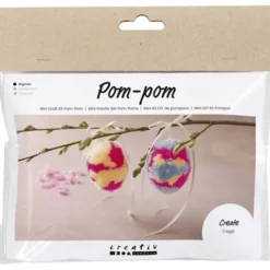 Mini Bastelset - Ostereier m. Pompons, 2 Stk.