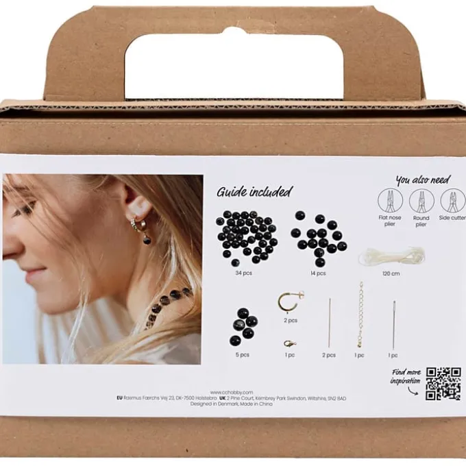 Mini Schmuck-Bastelset - Achatperlen, schwarz