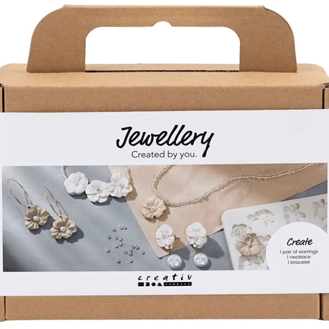 Mini Schmuck-Bastelset - Rosen (weiß/beige)