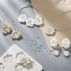 Mini Schmuck-Bastelset - Rosen (weiß/beige)