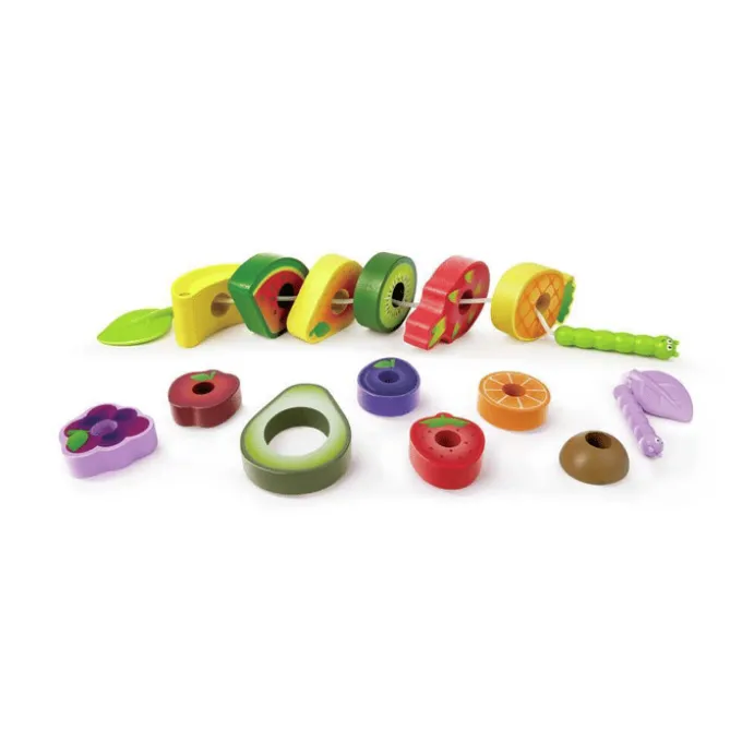 Obstschmaus für Raupen - Fädelspiel