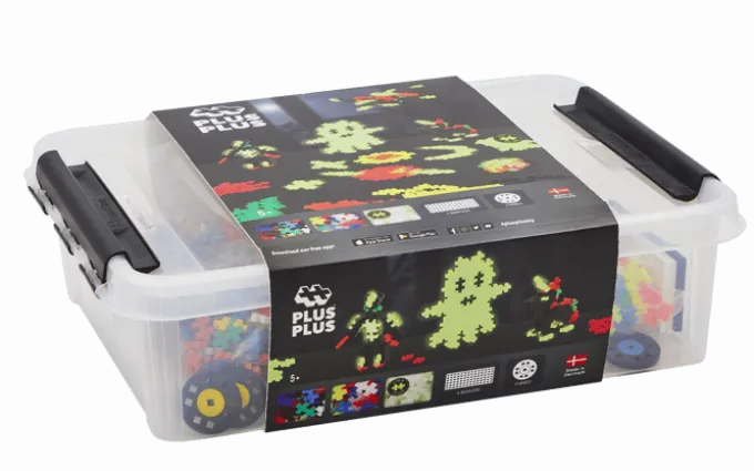 Plus-Plus - Glow Mix Bausteine mit Box, 2000 Stk.