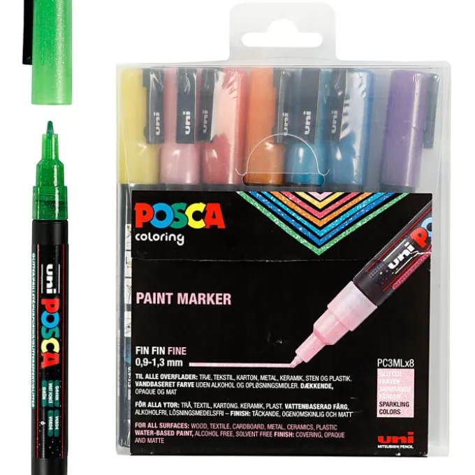 Posca Filzstifte PC-3M - Glitzer, 8 Stk.