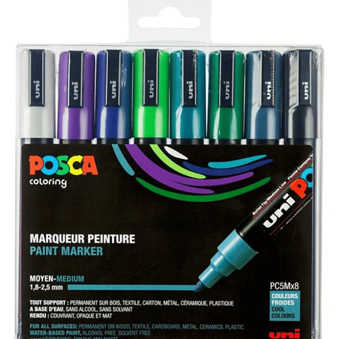 Poscafilzstifte PC-5M – Kalte Farben, 8 Stk.