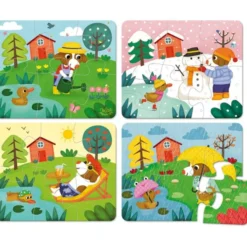 Puzzle aus Holz - Die 4 Jahreszeiten, 4 Stk.