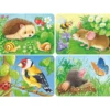 Puzzle mit 2–8 Teilen – Tiere im Garten, 4 Stk.