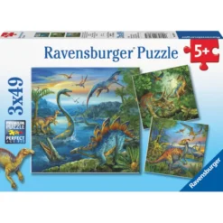 Puzzle mit 3 x 49 Teilen – Dinosaurier