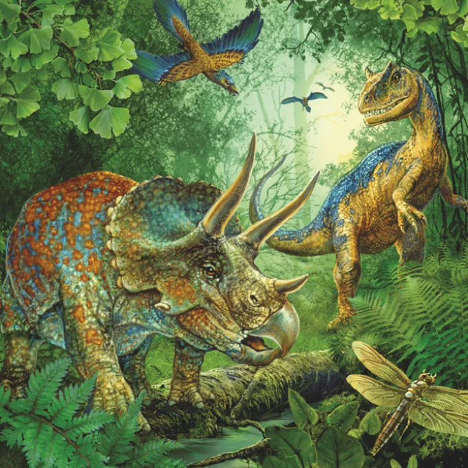 Puzzle mit 3 x 49 Teilen – Dinosaurier