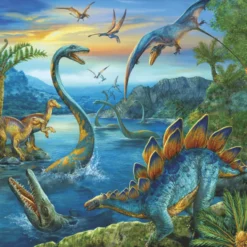 Puzzle mit 3 x 49 Teilen – Dinosaurier