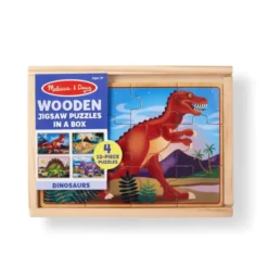 Puzzles aus Holz - 4 x 12 Teile, Dinosaurier