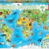 Puzzle, 150 Teile - Weltkarte m. Tiere