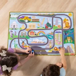 Puzzle Weltreise m. Fahrbahn, 48 Teile mit 2 Autos