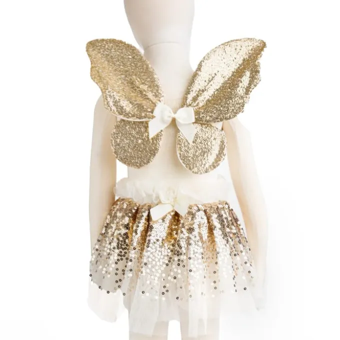 Röckchen & Flügel, Pailletten, golden - Gr. 3-6 J.