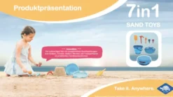 Sandspielzeug - Eimerset mit 7 Teilen - blau