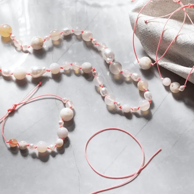 Schmuckset – Halskette & Armband, Natur-Achat