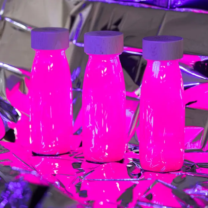 Sensorikflasche - Glitzer, glow-pink