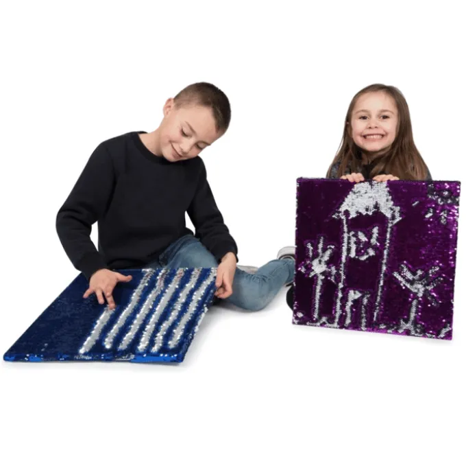 Sensorische Paillettentafel - lila/silber