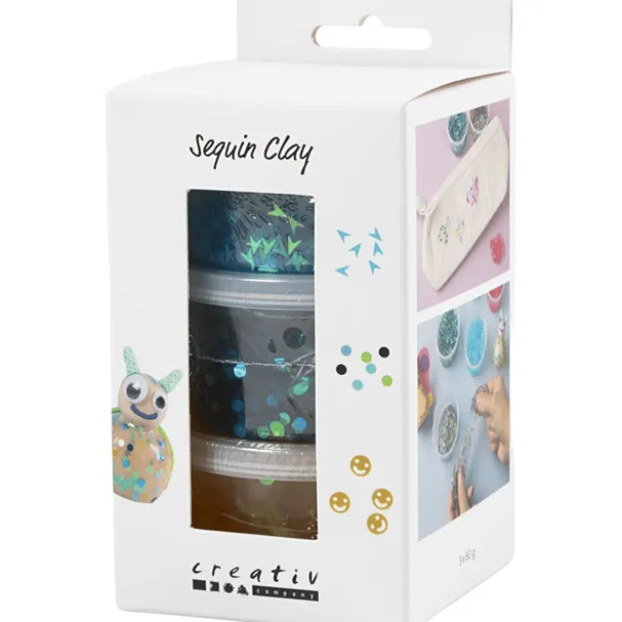 Sequin Clay 3 x 60 gr. – Blau & Gelb