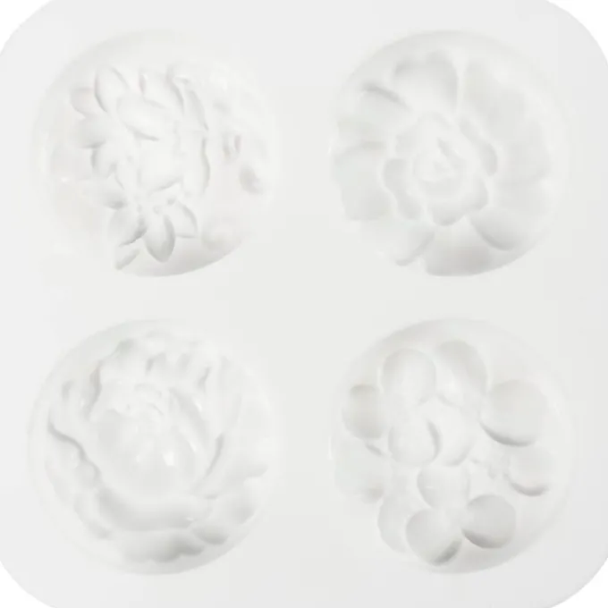Silikonformen - Runde Blumenmotive, 4 Stk.