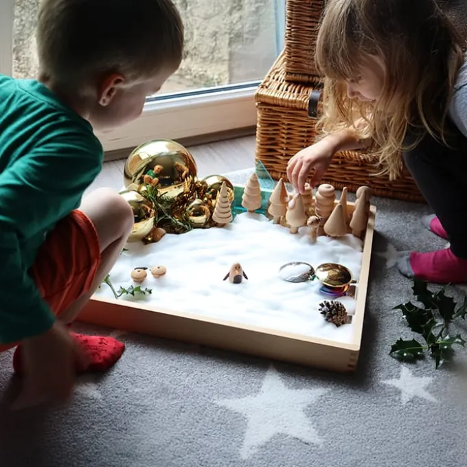Spiegeltablett aus Holz - groß