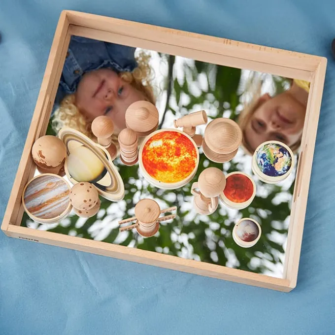 Spiegeltablett aus Holz - groß