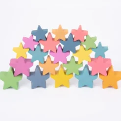 Sterne aus Holz, Regenbogen, 21 Stk