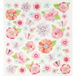 Stickerbogen "Rosa Blumen" - 1 Stk.