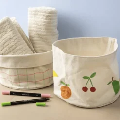 Stoffkorb Ø20 cm - Dekoriere selbst, 2 Stk.