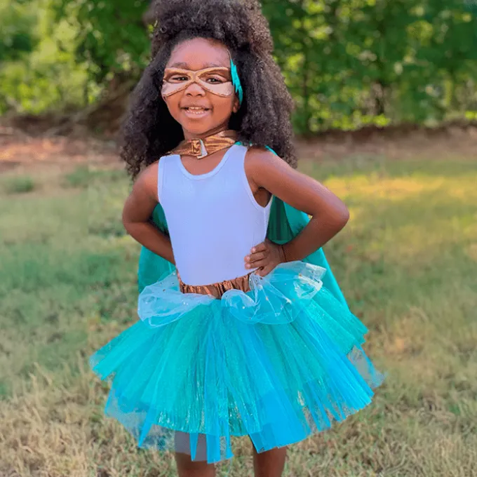 Superheldin, türkis - Gr. 4-6 Jahre