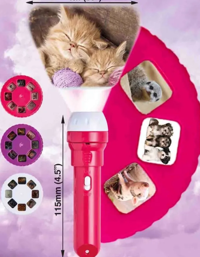 Taschenlampe mit Dias - kuschelige Tiere
