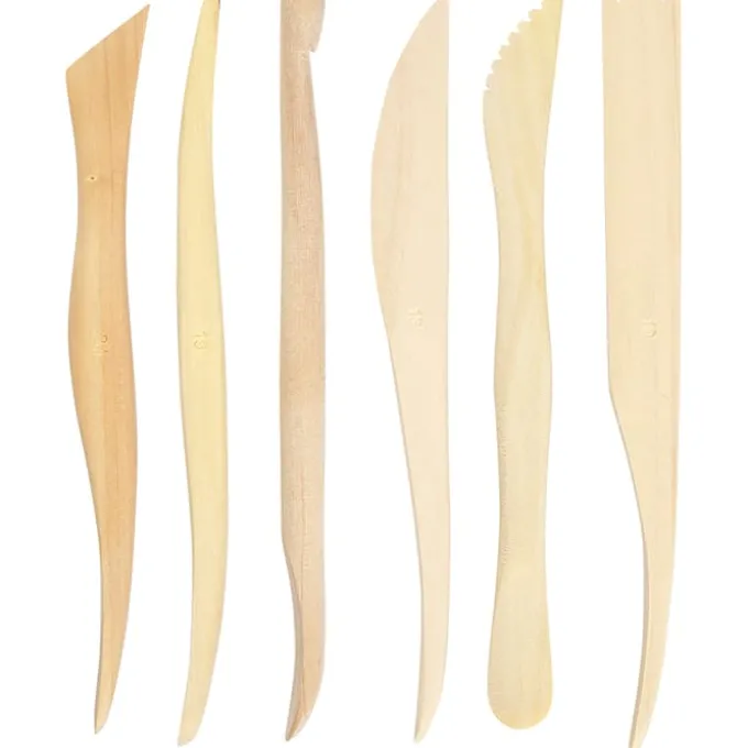 Töpferwerkzeuge aus Holz - 6 Stk.