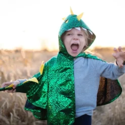 Umhang Drache - grün/gelb, Gr. 2-3 Jahre