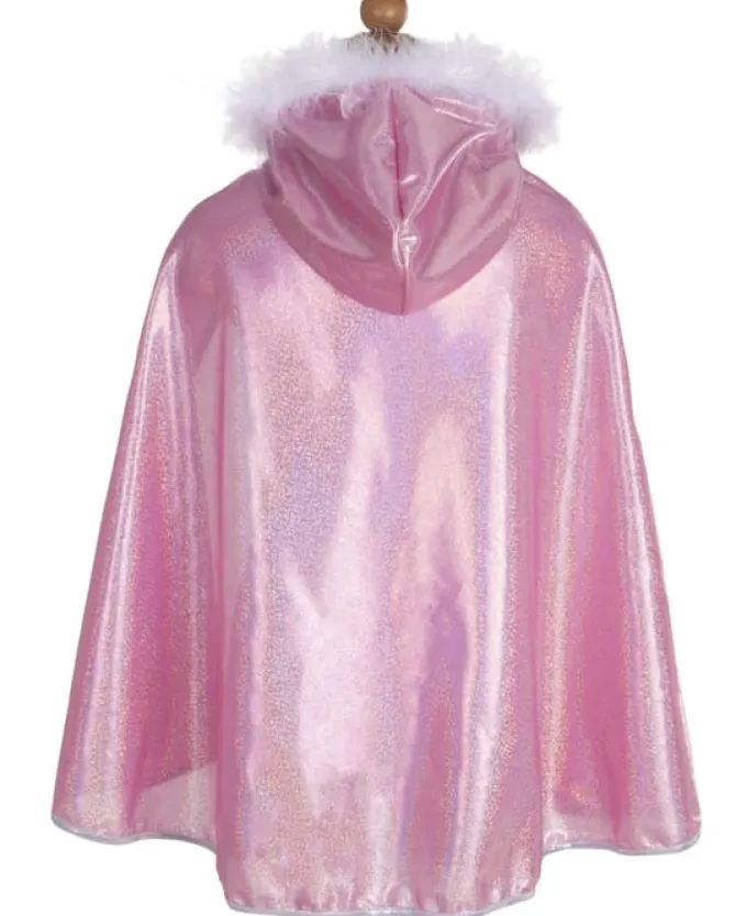Umhang Glitzer mit Pelz, Gr. 4-7 Jahre - rosa