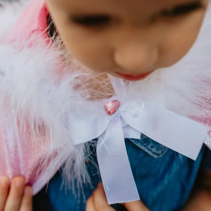 Umhang Glitzer mit Pelz, Gr. 4-7 Jahre - rosa