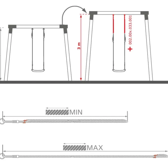 Verstellbares Schaukelseil (1,0-1,85m) - 1 Stk