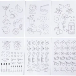Wasserlösliche Stickfolie – mit Motiven, 6 Stk.