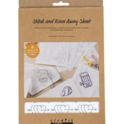 Wasserlösliche Stickfolie – mit Motiven, 6 Stk.
