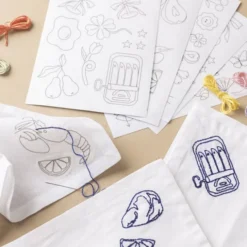 Wasserlösliche Stickfolie – mit Motiven, 6 Stk.